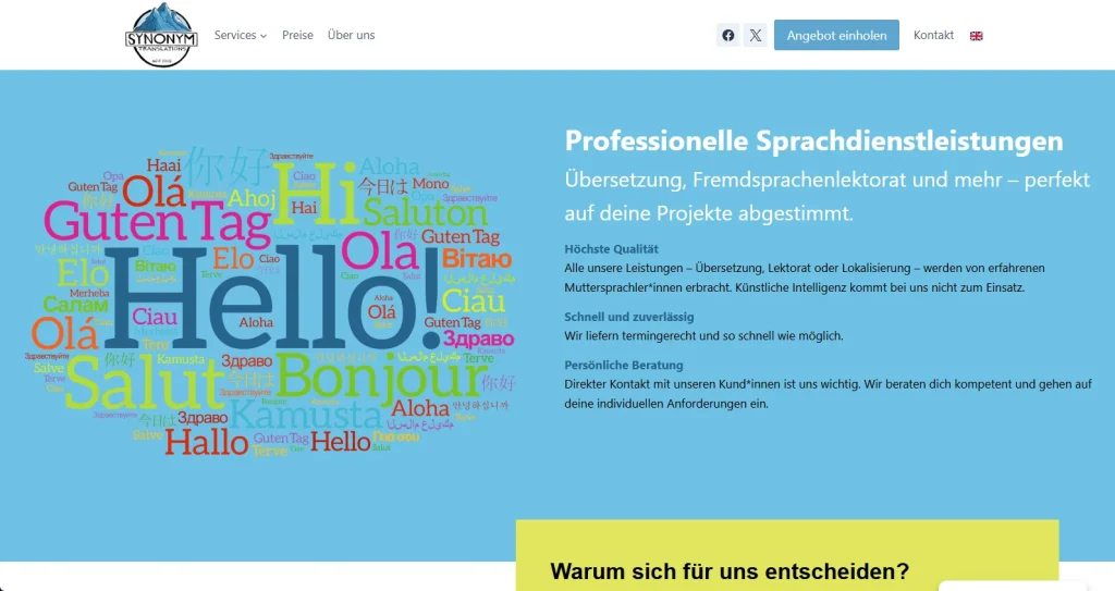 Startseite von Synonym Translations